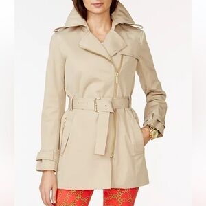 MICHAEL Michael Kors Belted Front-Zip Trench Coat preppy office travel workwear